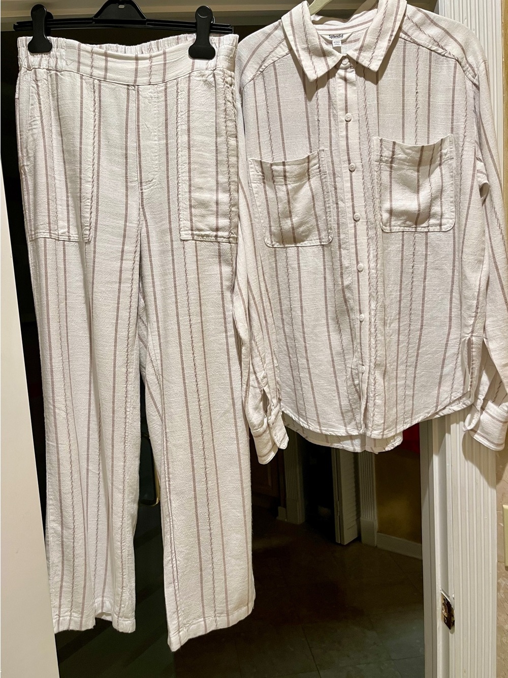 Splendid Layla Linen Stripe Matching 2-Piece Set Top & Pants XS